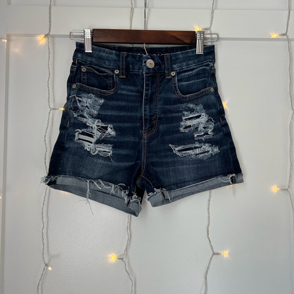 Dark blue American eagle shorts holes but not see through